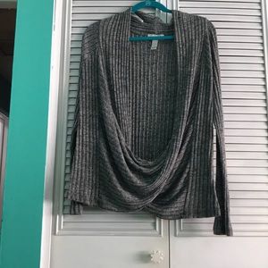 Forever 21+ Gray sweater with criss cross detail